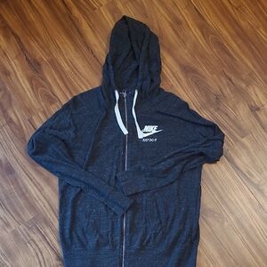 Vintage Nike Men's Dark Gray Zip-Up Hoodie